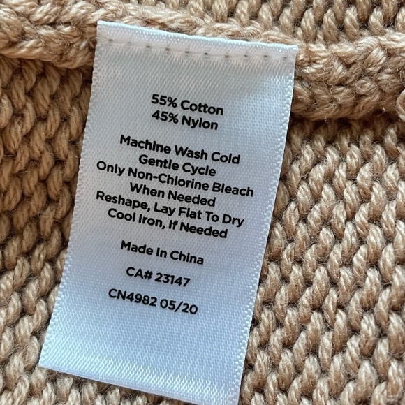 NWT Talbots Tan Brown Cotton Chunky Fisherman Cable Knit Crewneck Sweater Medium - Picture 4 of 6